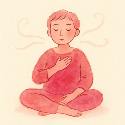 Ilustración de una persona respirando con calma, sentada con los ojos cerrados